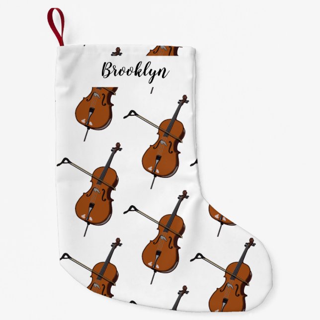 Cello cartoon illustration  small christmas stocking (Front)