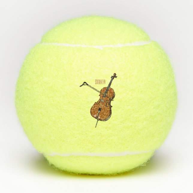 Cello cartoon illustration  tennis balls (Front)