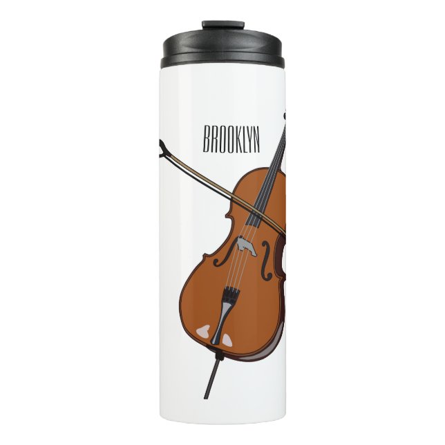 Cello cartoon illustration  thermal tumbler (Front)