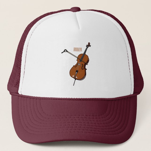Cello cartoon illustration  trucker hat (Front)