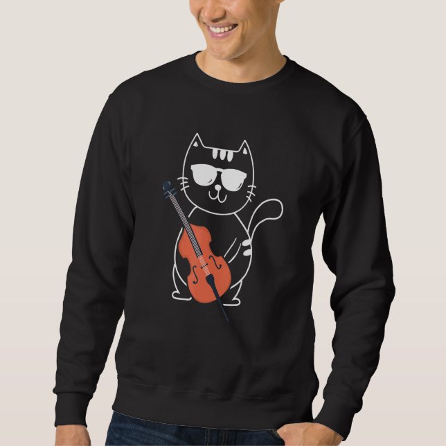 Cello Cat  Orchestra Classical Music Cellist Cello Sweatshirt (Front)