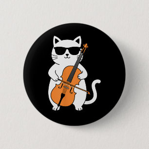 Cello Cat Playing Cello Funny Musician Cat Music 6 Cm Round Badge