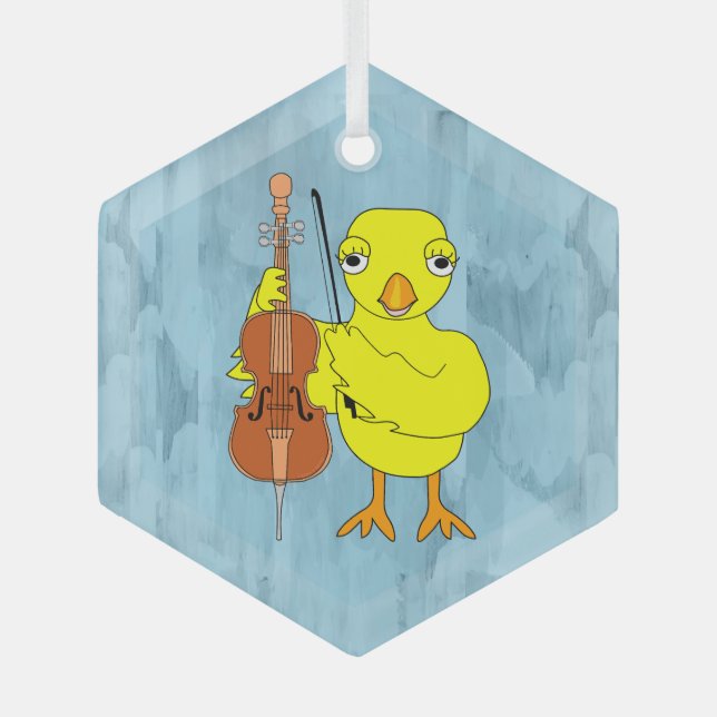 Cello Chick Glass Tree Decoration (Front)