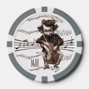Cello Chops   Vintage Muscian   Monogrammed Poker Chips