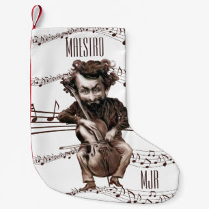 Cello Chops   Vintage Musician   Monogrammed Small Christmas Stocking