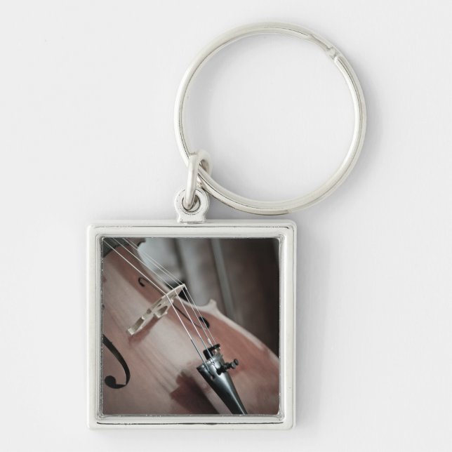 Cello classical music stringed instrument key ring (Front)