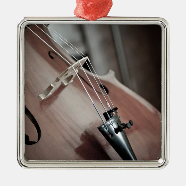 Cello classical music stringed instrument metal tree decoration (Front)