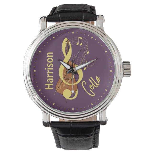 Cello Classical  Musician Music Personalised Watch (Front)