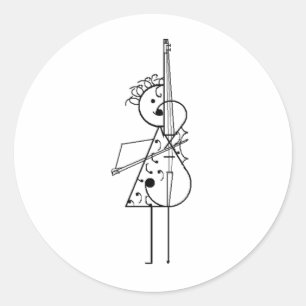 Cello Girl Classic Round Sticker