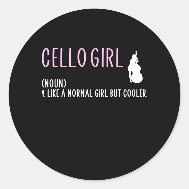 Cello girls classic round sticker (Front)