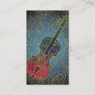 Cello Gold Filigree - Colourful Music Business Card