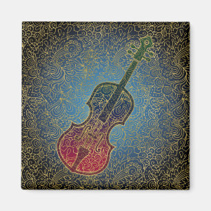 Cello Gold Filigree - Colourful Music Magnet
