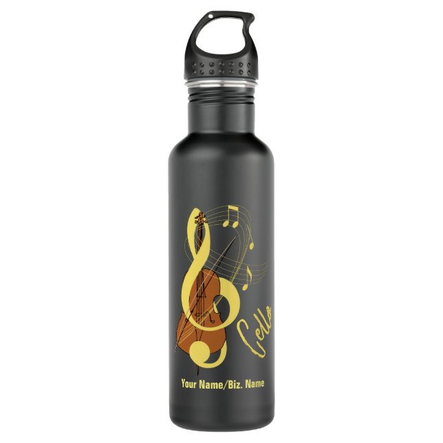 Cello Graphic Musician Music Theme 710 Ml Water Bottle (Front)