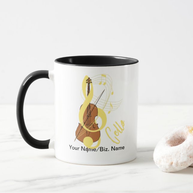 Cello Graphic Musician Music Theme Mug (With Donut)