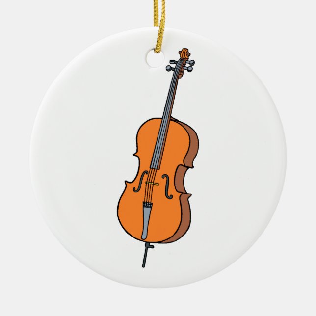 Cello Graphic , ViolinCello Music Design Ceramic Tree Decoration (Front)