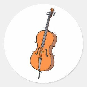 Cello Graphic , ViolinCello Music Design Classic Round Sticker