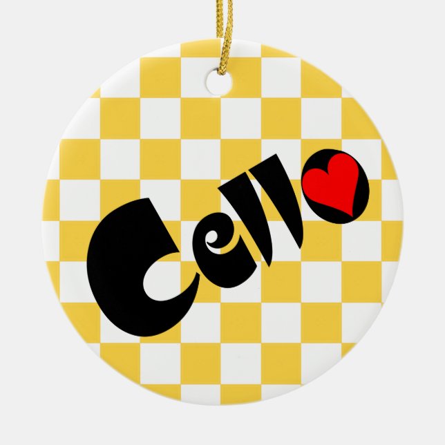 Cello Heart Ceramic Tree Decoration (Front)