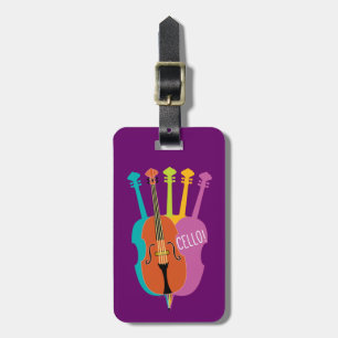 Cello Hello Musical Instruments Colourful Cellos Luggage Tag