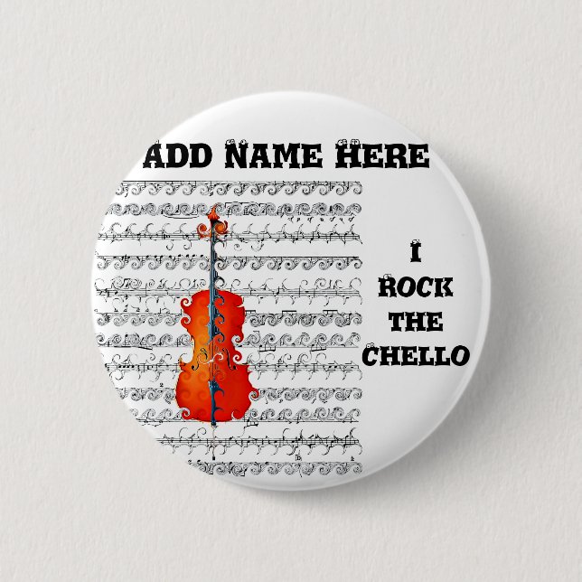 Cello & I Rock!_ 6 Cm Round Badge (Front)