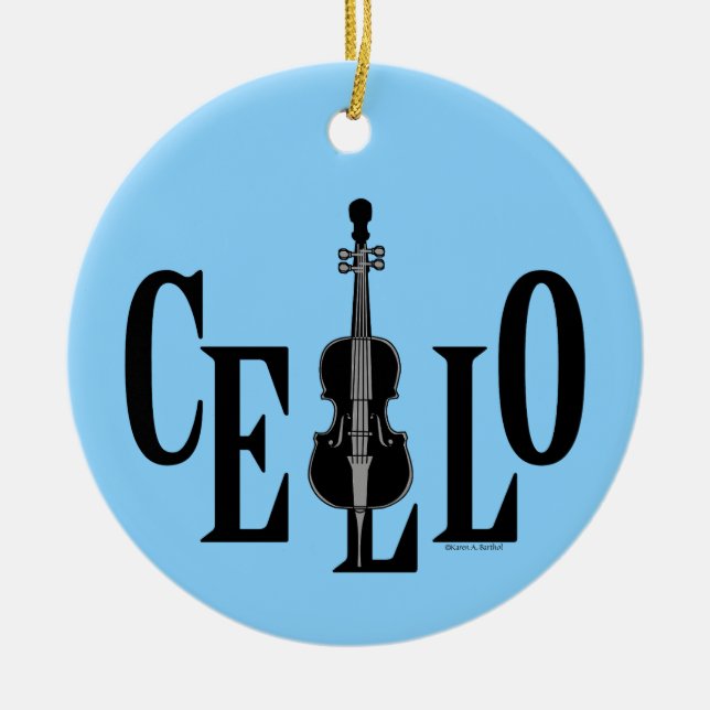 Cello In Cello Ceramic Tree Decoration (Front)