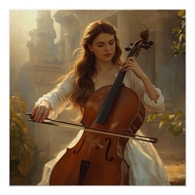 Cello in the Golden Garden Poster (Front)