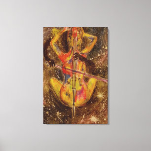 Cello Lady Canvas Print Space Sonata - Painting