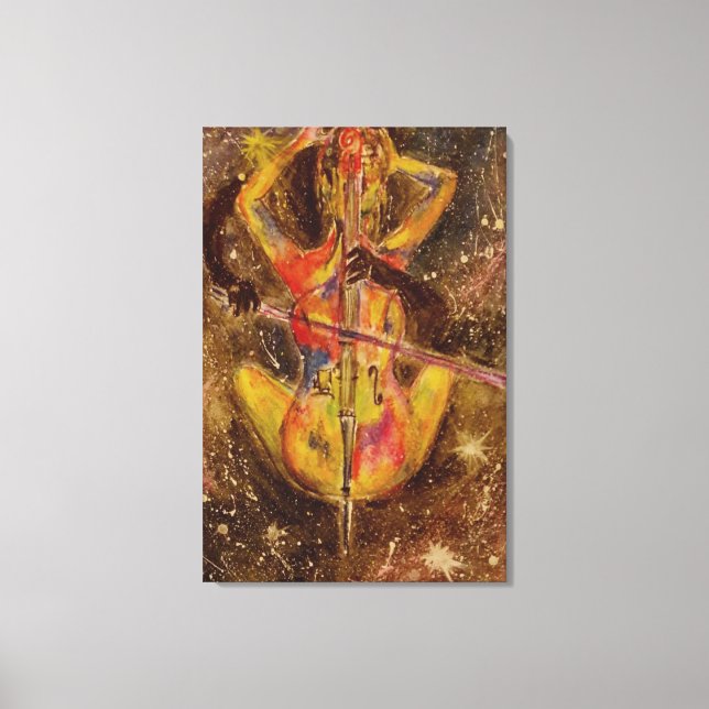 Cello Lady Canvas Print Space Sonata - Painting (Front)