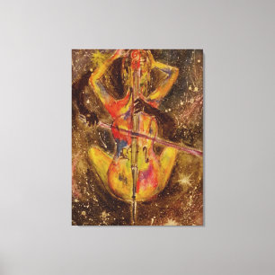 Cello Lady Canvas Print Space Sonata - Painting