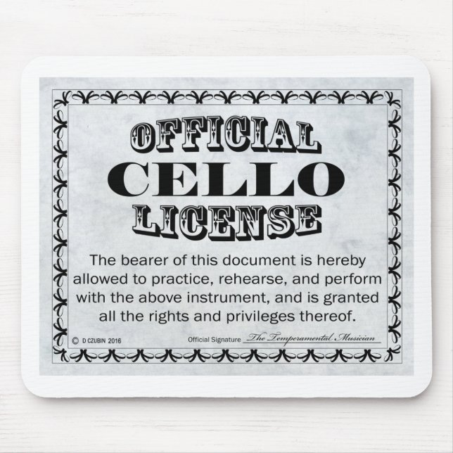 Cello License Mouse Mat (Front)