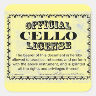 Cello License Square Sticker