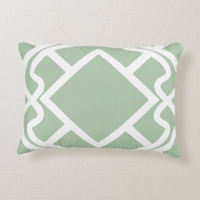 Cello Light sage green Trellis Design Decorative Cushion (Back)
