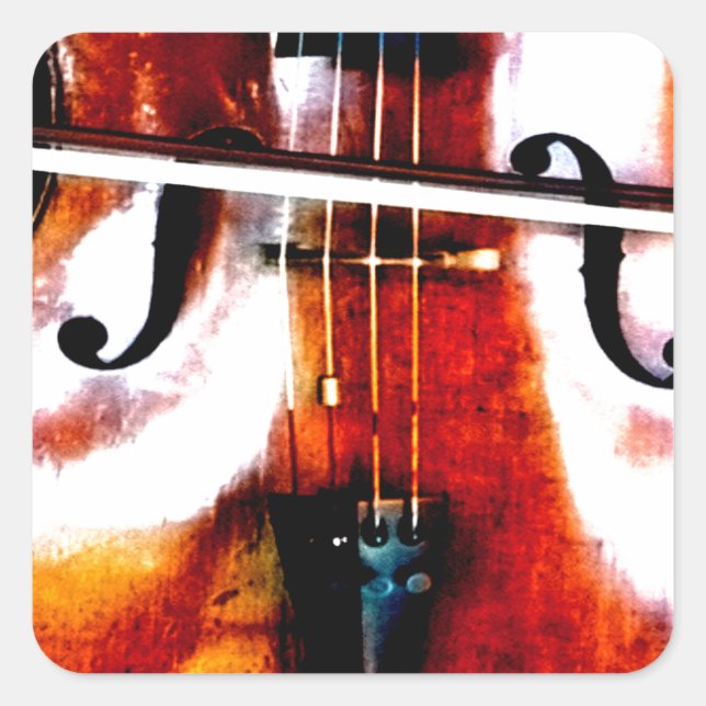 Cello Music is Life Beautiful Artistic Square Sticker (Front)