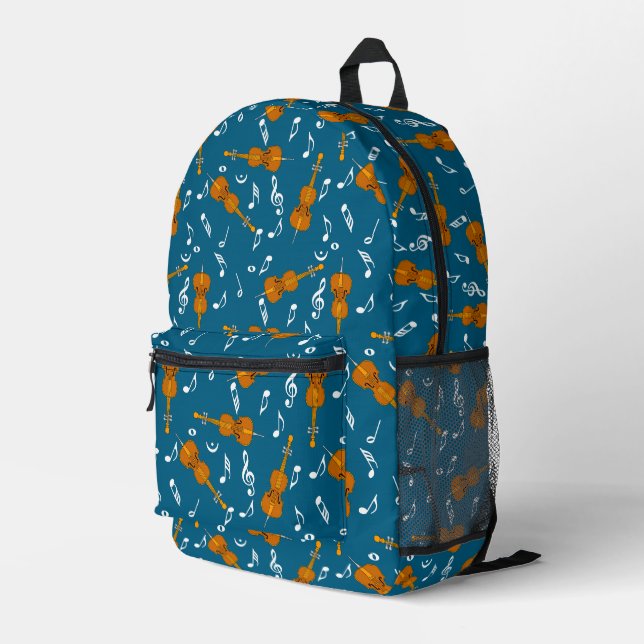 Cello Music Note Pattern Printed Backpack (Back Corner Right)