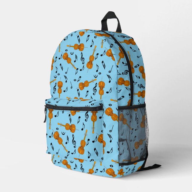 Cello Music Note Pattern Printed Backpack (Back Corner Right)