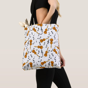 Cello Music Note Pattern Tote Bag