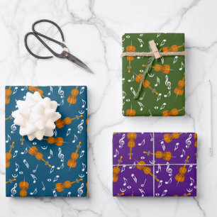 Cello Music Note Pattern Wrapping Paper Sheet