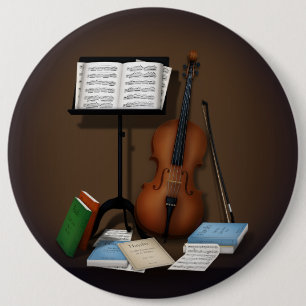 Cello & Music Stand Charming Miniature Scene 6 Cm Round Badge