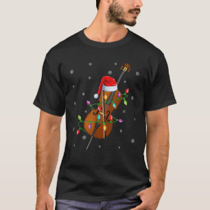 Cello Music Xmas Lighting Matching Santa Hat Cello T-Shirt