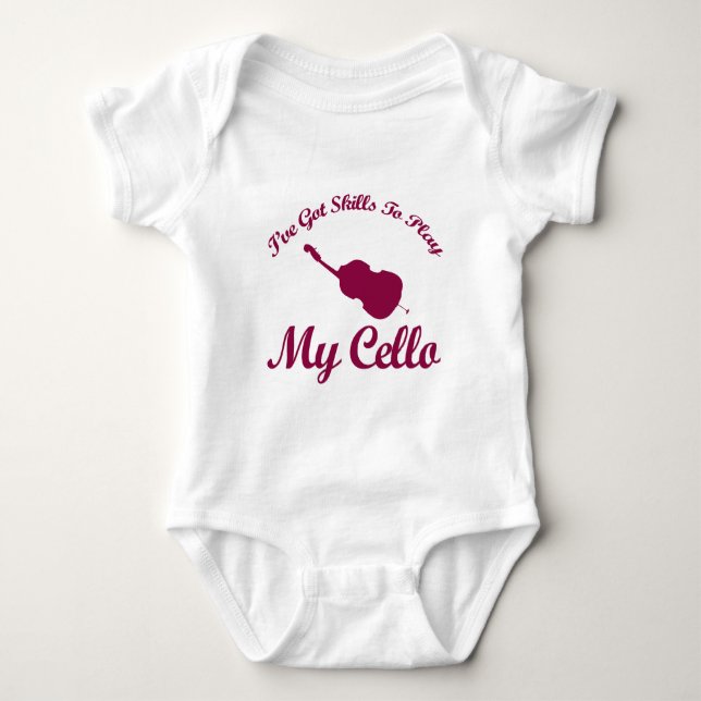cello musical designs baby bodysuit (Front)