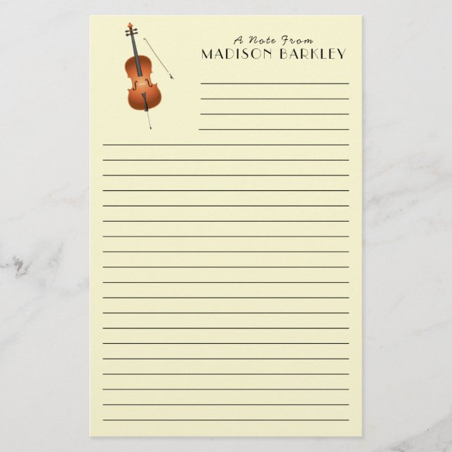 Cello Musician Music Teacher String Orchestra Stationery (Front)