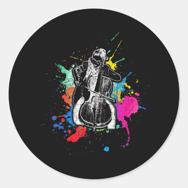 Cello Musician Musical Instrument Cellist Classic Round Sticker (Front)