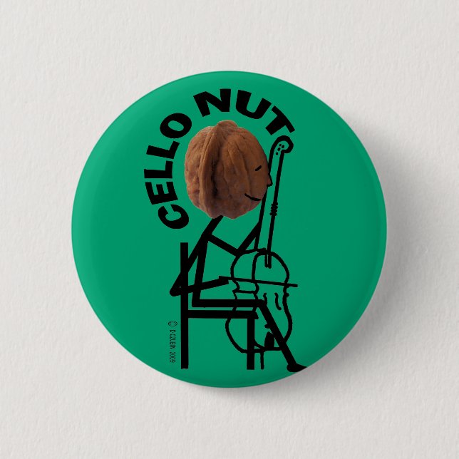 Cello Nut 6 Cm Round Badge (Front)