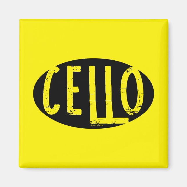 Cello Oval Rough Text Magnet (Front)
