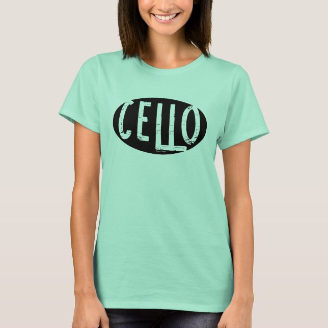 Cello Oval Rough Text T-Shirt (Front)