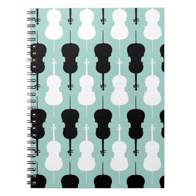 Cello Pattern - Teal Notebook (Front)