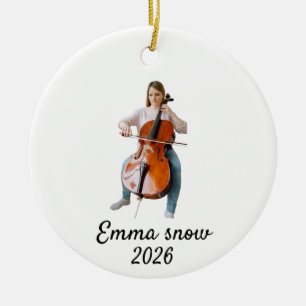 Cello Photo Ornament, Musical Instrument Cellist Ceramic Tree Decoration