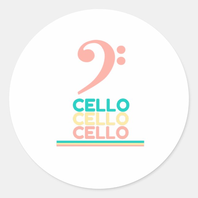 Cello Pink Bass Clef Classic Round Sticker (Front)