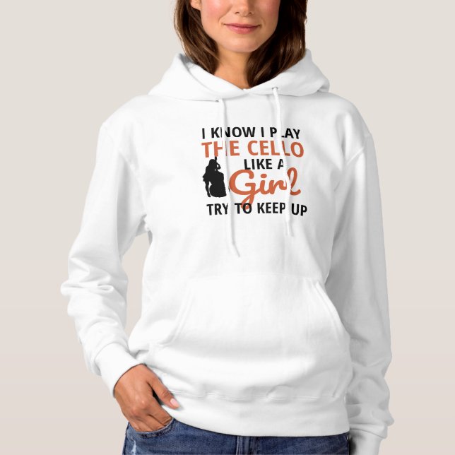 Cello Player Gifts For Women | Cello Cellist Girl Hoodie (Front)