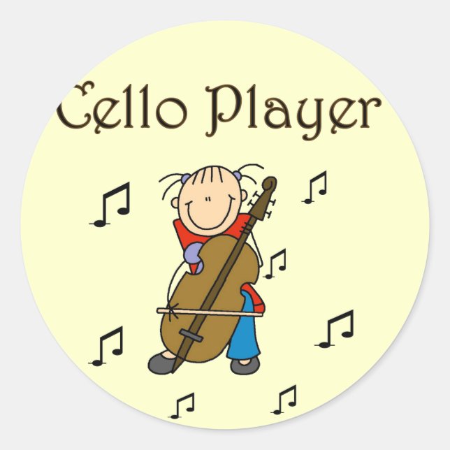 Cello Player Tshirts and Gifts Classic Round Sticker (Front)