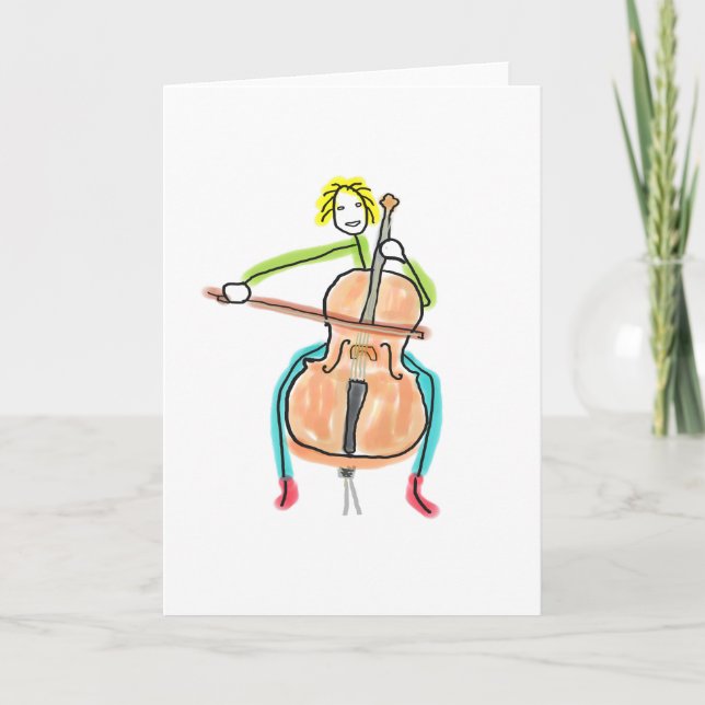 Cello Playing Stickman Card (Front)
